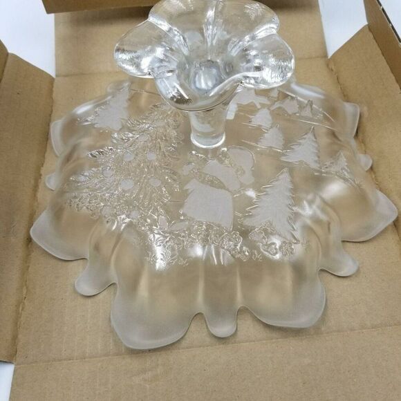 Vintage Mikasa Footed Bon Bon Festive Plate Dish Christmas Story SA 600/527 New - Picture 6 of 11